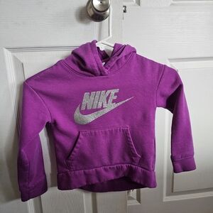 Nike Girls' Bright Purple Hoodie with Silver Glitter Logo Size Small (4/5)